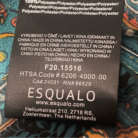 Esqualo green multi print semi sheer blouse size 12 - Picture 7 of 13